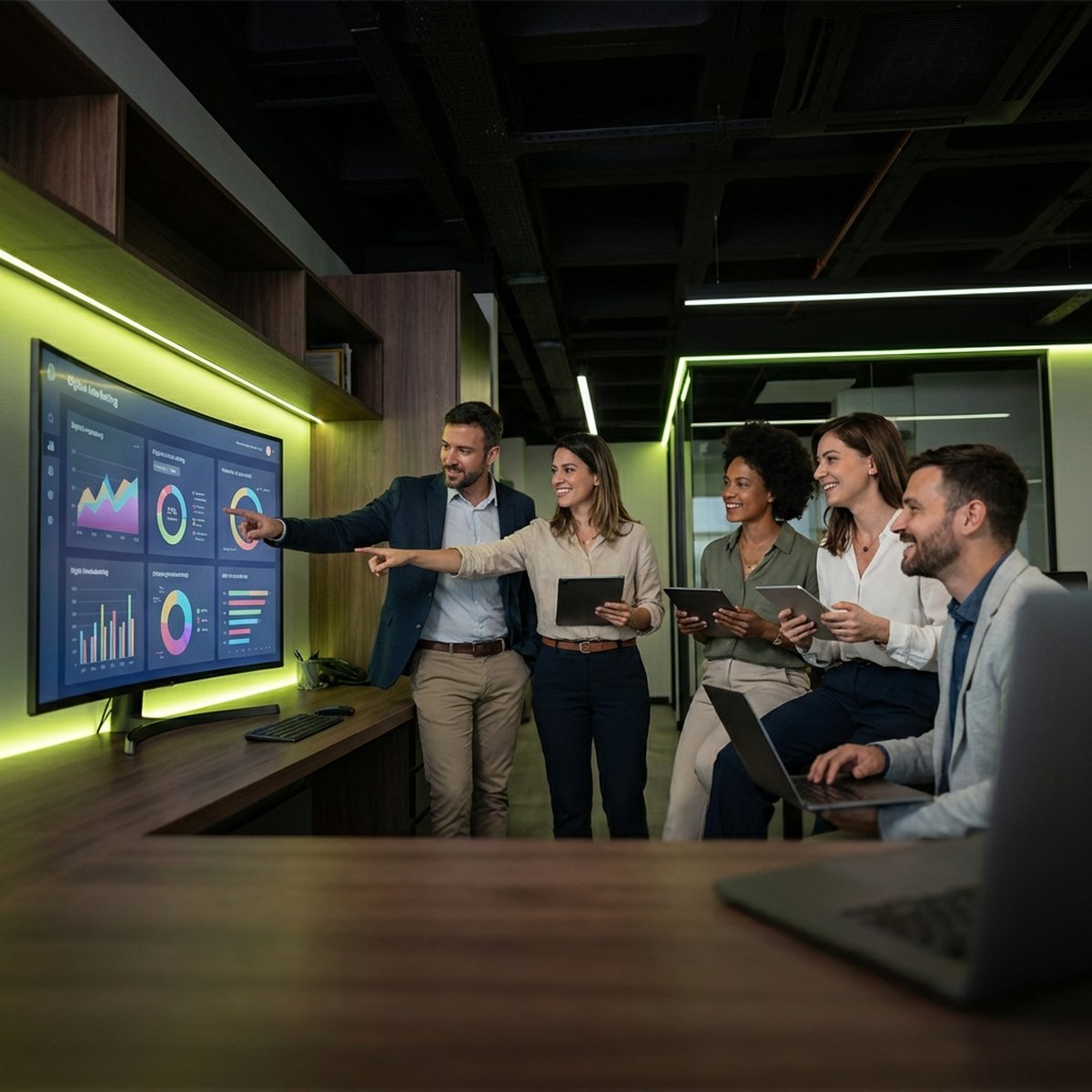 The Zimtech Solutions team collaborating in a modern design and development studio